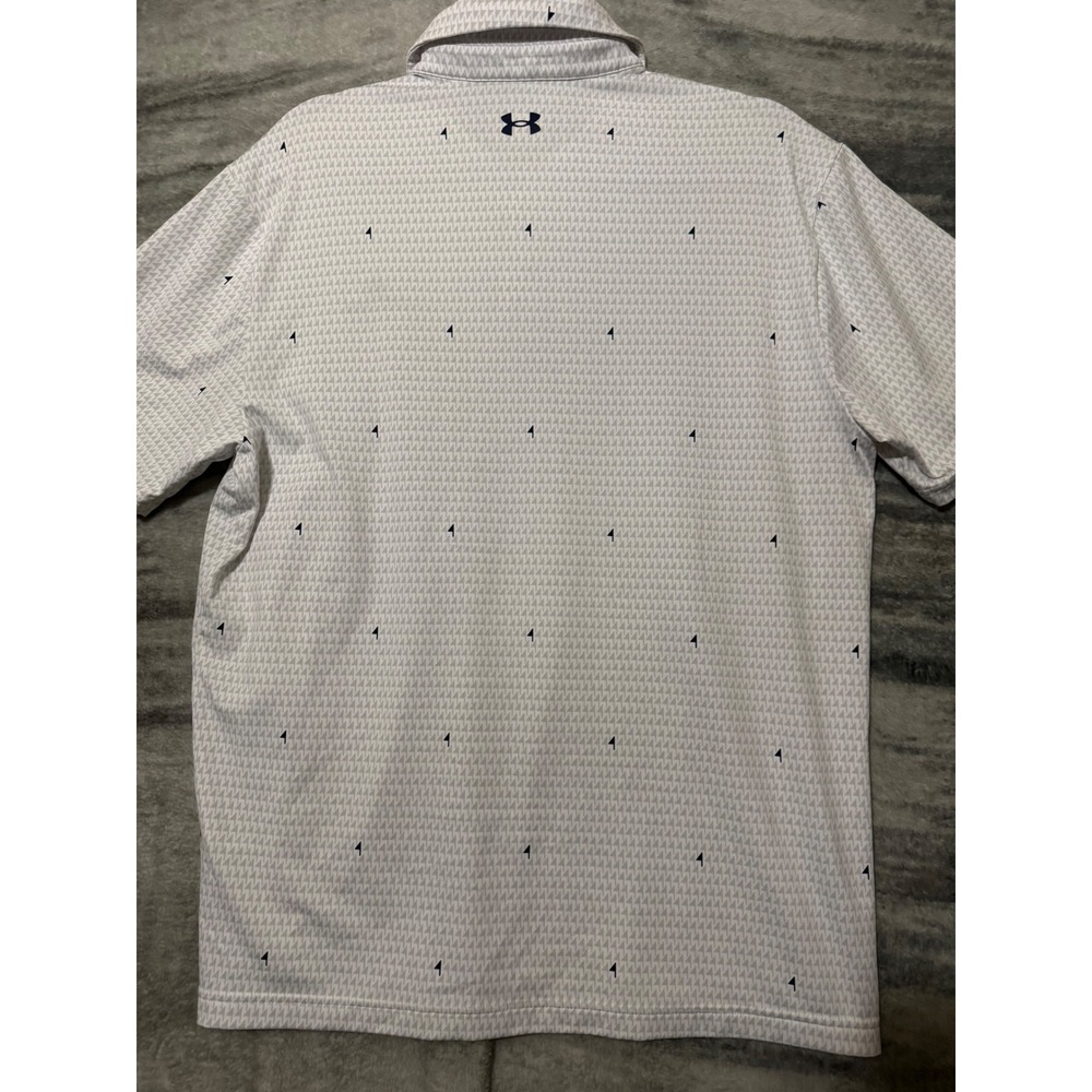 Under Armour Mens Playoff Polo Shirt White‎ Grey Geometric UM0921 Large - Picture 8 of 8